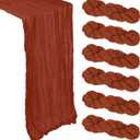 6 Pack Terracotta Cheesecloth Table Runner 10Ft Gauze Burnt Orange Cheese Cloth Table Runner 35x120 Inch Boho Rustic for Party Decor Baby Shower Wedding Holiday Decorations