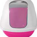 Petmate Basic Hooded Cat Litter Pan, Large, Pink and White, Made in USA