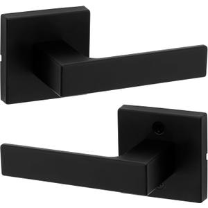 Kwikset Singapore Interior Passage Door Handle, Lever For Closet and Hallway Doors, Reversible Non-Locking Handle Lever, Matte Black, with Microban Protection (1 Pack)