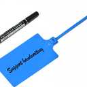 50 Blue Plastic Writable Shipping Tags - Large, Waterproof, Hanging Label Ties with One Permanent Marker Pen