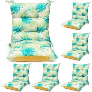 Hoteam 6 Set Patio Chair Cushions Outdoor 20 x 40 Inch High Chair Patio Cushion for Outdoor Furniture Waterproof Seat Rocking Indoor Thickened Pad(Palm Style,Fresh Color)
