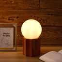 Modern Ceramics Table Lamp Khaki Ceramic Base White Jade Round Ball Glass Accent Lamp