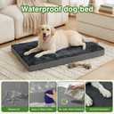 Waterproof XXL Dog Beds Large Sized Dogs, Outdoor Washable Crate Pad 48 inch, Jumbo XXLarge Orthopedic Foam Pet Bed with Removable Cover Reversible, Anti-Slip Kennel Pad, 47"x29", Dark Gray
