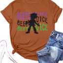 VILOVE Halloween Shirt Women: Halloween Letter Print T-Shirt Horror Tee Cute Halloween Party Tops Fall Graphic T Shirt (Small, Orange)