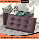 COSYLAND Ottoman Bench with Storage large-30x15x15in Folding Leather Ottoman, Rectangle Foot Stool Foldable Storage Chest Footrest Footstool Collapsible with Lid for Bedroom Living Room Brown