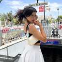 eoeoo Women's Flared Mini Skirt Stretchy High Waist Flowy Ruffle Hem Skater Skirt (White, M)