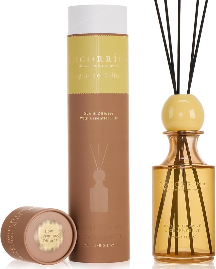 COCORRNA Blood Orange & Grapefruit Reed Diffuser 8.5 oz, Home Fragrance Oil Diffuser with 6 Reed Sticks, Long-Lasting Scent for Bathroom, Bedroom & Home Dcor