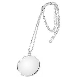 Magnifying Glass Necklace Monocle, 5X Necklace Magnifier with 1.6 inch Glass Lens and 35.4 inch Long Chain, Magnifying Pendant Eyepiece for Library, Reading (Sliver)