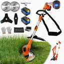 3-in-1 Electric Weed Wacker, Battery Powered Weed Eater with 2 x 4.0Ah Batteries, 900W Brushless Motor Grass Trimmer/Lawn Mower/Brush Cutter, with LCD Display & 3 Types Blades for Yard and Garden