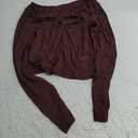 ForeFair Women's Sexy Long Sleeve Going Out Tops Pleated Bustier Shirt Cute Sweetheart Neck Y2K Cropped Top (Brown, S)