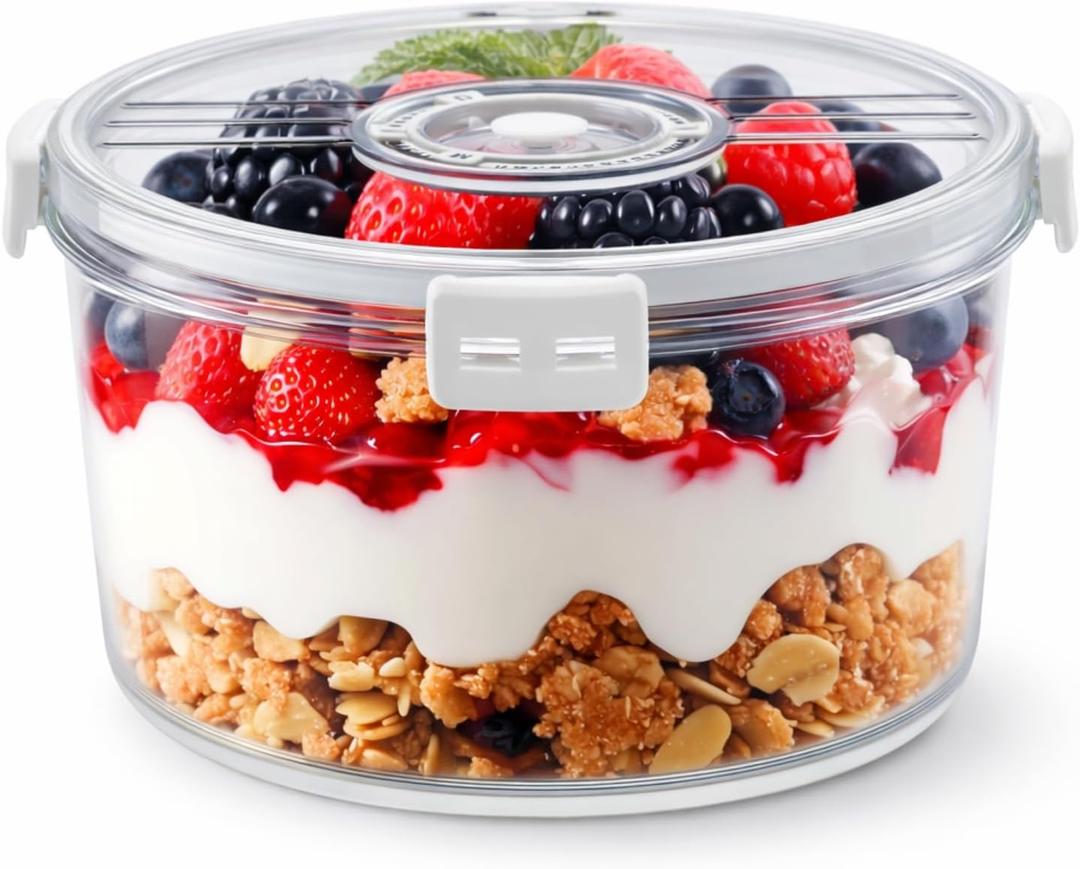 Large Trifle Bowl with Sealed Lid,8.9 Inch Clear Salad Bowl with Snap Fasteners,Plastic Mixing and Serving Bowls for Laying Ice Cream,Cake,Cupcake,Salad,Fruit,Dessert, 8.9 inches x 4.7 inches