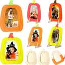 2 x Geelin Thanksgiving Wooden Pumpkin Photo Frame Crafts Fall DIY Picture Frames Bulk for Thanksgiving Home Table Tabletop Decorations(6 Pack,Novelty)