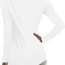 Elesomo Women Shirts V Neck Short/Long Sleeve Cotton Tops T-Shirt Basic Tees (White, XL)