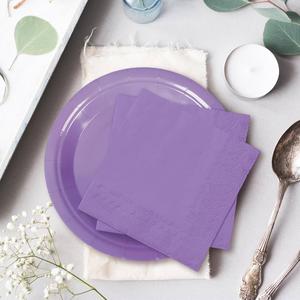 Lavender Plates, Purple Plastic Dinnerware Set,Party Supplies Including purple plates, 12OZ Cups, plastic Cutlery and Paper Napkins Serve 30 Guests, Disposable Plates for Party