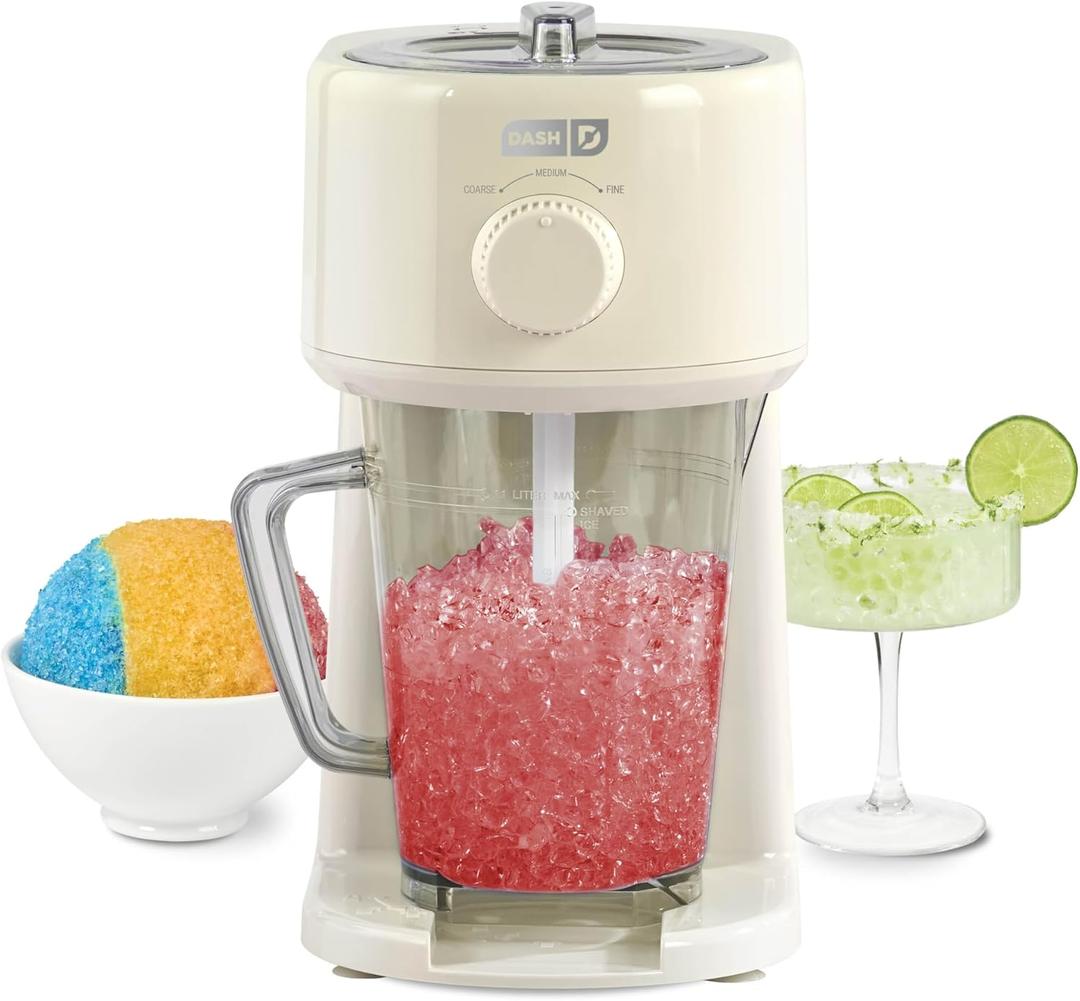 Dash Deluxe Shaved Ice & Slushy Maker with Serving Pitcher, 1L, Multi-Purpose Ice Shaver Machine for Homemade Shaved Ice, Snow Cones, Slushies, Cocktails & More - Cream