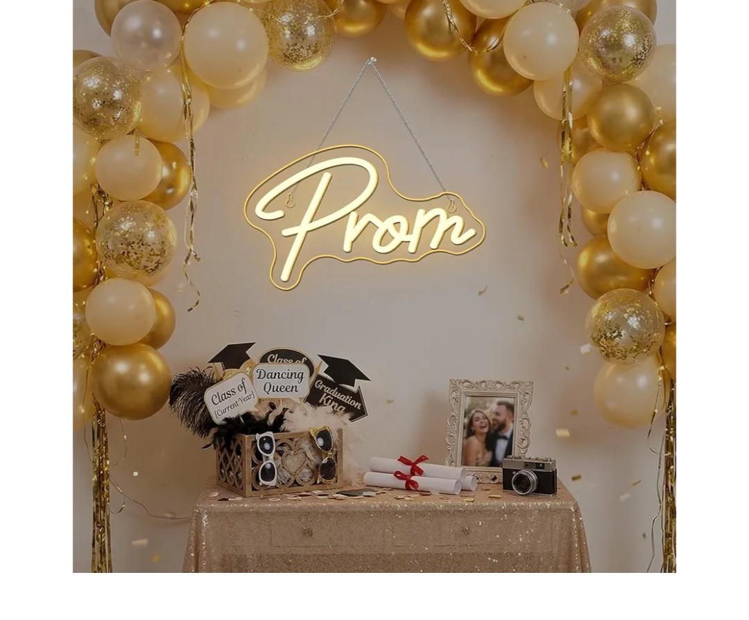 Prom Neon Sign Prom Party Neon Light Prom Decorations 2026 Prom Sign for Backdrop Grad Light Up Letters Graduation Party Decorations Class Of 2026 Congrats Grad Party Decor Gifts