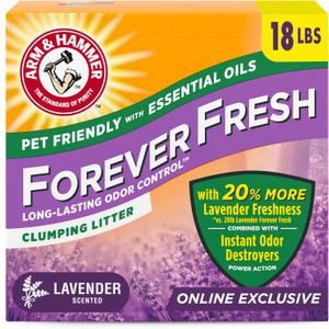 Arm & Hammer Forever Fresh Clumping Cat Litter Lavender, MultiCat Cat Litter Odor Control 18lb With 20% More Lavender Freshness, With Essential Oils