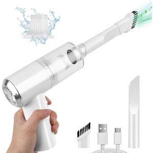 Auloea Mini Car Vacuum Cleaner(4500 pa) Portable Cordless Rechargeable, Tiny Handheld Vacuum, Computer Hand Vacuum for Keyboard and Laptop, Mini Hand Held Vac for Car and Home /V01/White