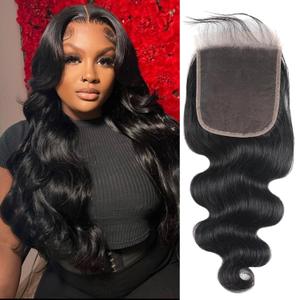 5x5 HD Lace Closure Human Hair Body Wave 16 Inch Lace Closure Pre Plucked Brazilian Virgin Human Hair Closure Free Part Hair Extensions for Black Women 150% Density Natural Black