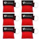 6 Counts CPR Pocket Mask Keychain, CPR Face Shield with One Way Valve Breathing Barrier for First Aid or ADE Training, Red