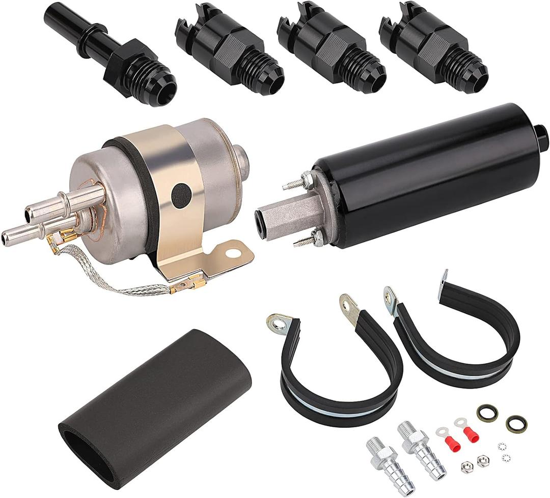 GSL392 Inline Fuel Pump & 58 PSI Fuel Filter Regulator 58 PSI LS Swap Fuel Pump EFI Conversion Fuel Filter Pressure Regulator 255LPH High Pressure External Pump 6AN Fittings 400-939 GSL392-400-939