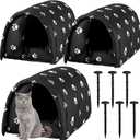 3 Pcs 21.3" x 16.5"x 14.2" Cat Houses for Outdoor Cats Weatherproof Waterproof Rainproof Foldable Cotton Insulated Feral Dogs Tent Shelter Pet Beds for Keep Warm Outdoor Indoor Garden for a 6kg Kitten