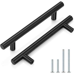 Probrico (5 Pack 5 Inch Hole Centers Flat Black Modern Cabinet Hardware Cupboard Pull Kitchen Cabinet T Bar Handle Dresser Pulls Stainless Steel Cabinet Hardware, 7-1/2 Total Length Probrico (5 Pack 5 Inch Hole Centers Flat Black Modern Cabinet Hardware Cupboard Pull Kitchen Cabinet T Bar Handle Dresser Pulls Stainless Steel Cabinet Hardware, 7-1/2 Total Length