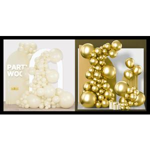 PartyWoo Beige Balloons 140 pcs and PartyWoo Metallic Gold Balloons 140 pcs