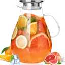 2500ml Glass Pitcher with Lid, 88 Ounces with Precise Scale Line, Hot/Cold Water Jug, Juice and Iced Tea Beverage Carafe with Lid