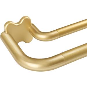 Gold Double Curtain Rods 32 to 58 Inch (2.6-4.8ft), USFOOK Blackout Wrap Around Curtain Rods for Windows 20 to 54 Inches, 6/8 Inch Room Darkening Drapery Rod, Decorative Pole for Christmas
