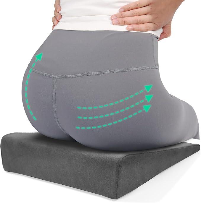 BUYUE Wedge Cushion for Butt Lift Women, Hard-Firm EVA Foam for Lift HIPS Up Fitness Training, Plank Position Mat, Non-Slip Chair Seat Pad, 12"x 16", Dark Gray