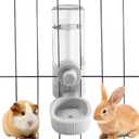 18OZ Rabbit Water Bottle, Pet Water Bottle for Cage Crate,Hanging Automatic Water Dispenser for Cage,Ferret Bunny Guinea Pig Water Bowl,Suitable for Small Animal (Grey, 18OZ)
