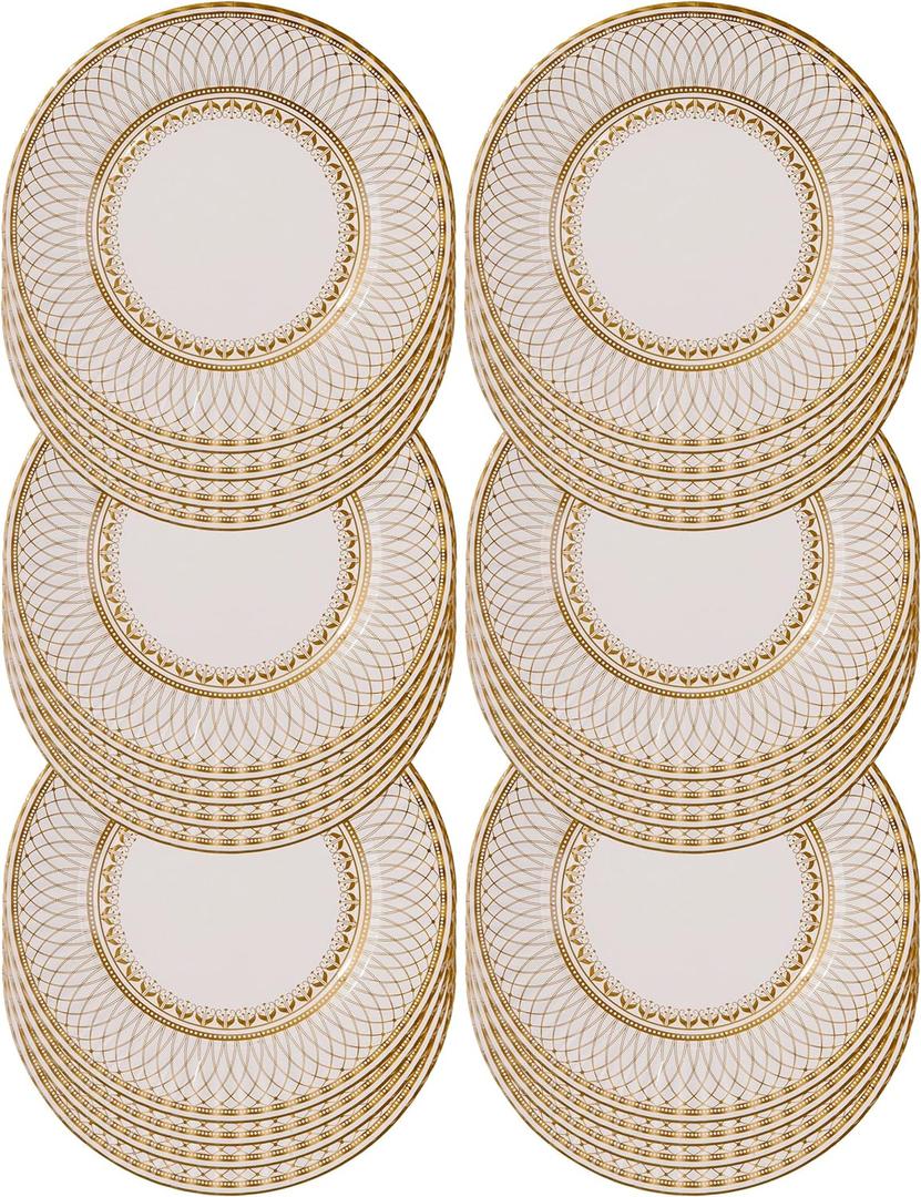 Talking Tables 24 x Large Gold Disposable Paper Plates-Strong and Sturdy Elegant Pretty Design Recyclable Dishes for Christmas, Birthday Party, Weddings, Anniversary 10.6