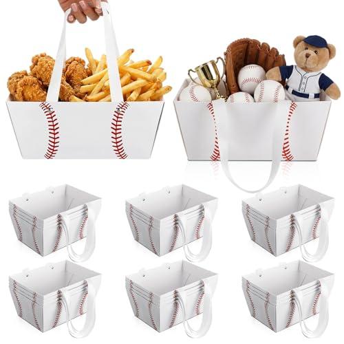 Glenmal 24 Pcs 2026 Senior Night Baseball Baskets for Gifts Empty with Handles 9.8 x 6.5 x 4.3 Inch Reusable Waterproof Cardstock Baseball Gift Baskets for Sports Party Favor Holiday Birthday Decor