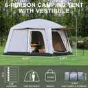 Castle Unicorn 4-6 Person Camping Tent, Large Family Cabin Tents with Porch & Rainfly, Double Layer Waterproof Glamping Tent with 2 Rooms 2 Doors, Portable Big Tents for Outdoor Camping Hiking Party