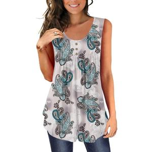BeadChica Women's Casual Tank Tops For Leggings Sleeveless Dressy Tunics Shirts Botton Down Henley Blouses Summer (Blue, S)