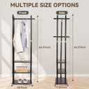 Wood Coat Rack Freestanding Clothing Rack with 3 Storage Shelves and 5 Hooks Coat Tree Heavy-Duty Garment Rack for Corner Entryways Living Rooms and Bedrooms, Black