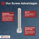 50pcs M5 Socket Head Cap Screws Bolts Nuts Assortment Kit - [M5x30/35/40/45/50mm] 304 Stainless Steel Allen Socket Drive for 3D Printer