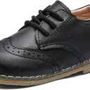 DADAWEN Toddler Boys Girls Dress Shoes Comfort Oxford Shoes Wedding Church Dress Shoes Lace Up School Uniform Loafer Flats (Toddler/Little Kid) (Black) 8.5