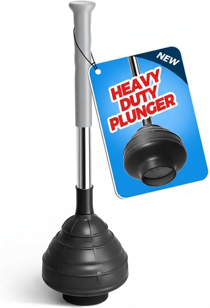 Toilet Plunger Extended Handle Plunger,Bathroom Cleaning Tools,Toilet Plunger Combo,Cream Grey