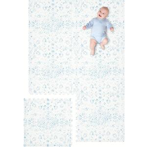 Extra Large Baby Play Mat - 4FT x 6FT Non-Toxic Foam Puzzle Floor Mat for Kids & Toddlers (Persia Handmade Pattern, Blue and White)