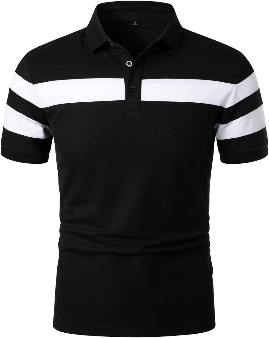 HOOD CREW Mens Short Sleeve Polo Shirts Stylish Design Summer T Shirt, S