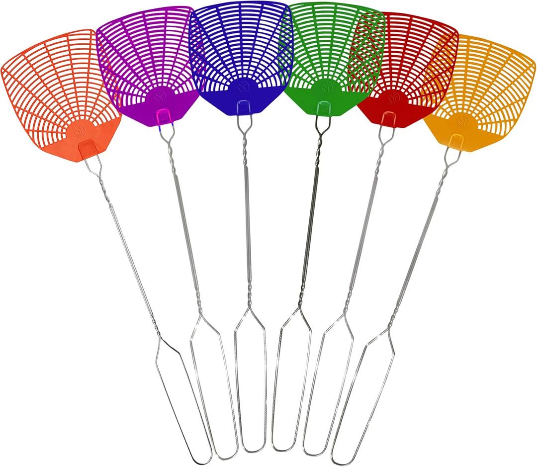 Supreme Bug & Fly Swatter 6-Pack  Braided Metal Handle 6 Pack Fly Swatters, Multi Pack Colors,  for Indoor/Outdoor  Flyswatter