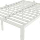 White Full Size Bed Frame 12 Inch, Metal Full Bed Frame No Box Spring Needed, Heavy Duty Steel Support 3500 LBS, DIY Headboard, Noiseless, Round Corner Legs, Storage Space, Easy Assembly