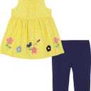 Kids Headquarters Baby Girls 2 Piece Tunic Capri Set (18 Months, Yellow / Denim)