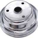 1 PC SHLPDFM Crankshaft Pulley Chrome Polished Silver Steel Double-Groove LWP Long Water Pump Compatible with Small Block Chevy SBC 262 265 267 283 302 305 307 327 350 400