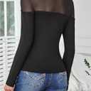 GORGLITTER Women's Turtleneck Long Sleeve Fall Tops Y2K Dressy Mock Neck Sexy Sheer Mesh Casual Going Out Tees Top 2025 (Black, XL)