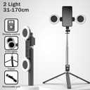 Selfie Stick Tripod with Fill Light, Phone Selfie Stick,Durable Stainless Steel Design,Bluetooth Remote Control,and Stable Three-Legged Support for Live Broadcasts,Video Shooting (Black)