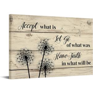 iKNOW FOTO Dandelion Accept What is Let Go of What was Quotes Poster Canvas Prints Wall Art Prints Vintage Home Decor Xmas Gifts 24x36
