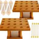 2 Pack Cone Holder Stand with 40 Holes Capacity Charcuterie Cone Holder, Ice Cream Cone Holder for Birthday Party Restaurant, with Gift Wood Cones Pearl Skewers